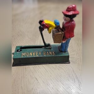 Original Cast Iron Mechanical MONKEY BANK Hubley Cir.1920,s 